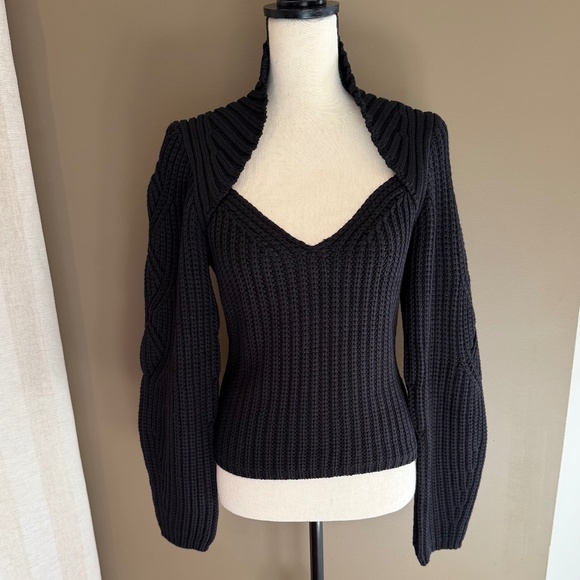 Express Sweaters - Express Chunky Knit Ribbed Long Sleeve Designed Poof Sleeve Sweater, Size Medium